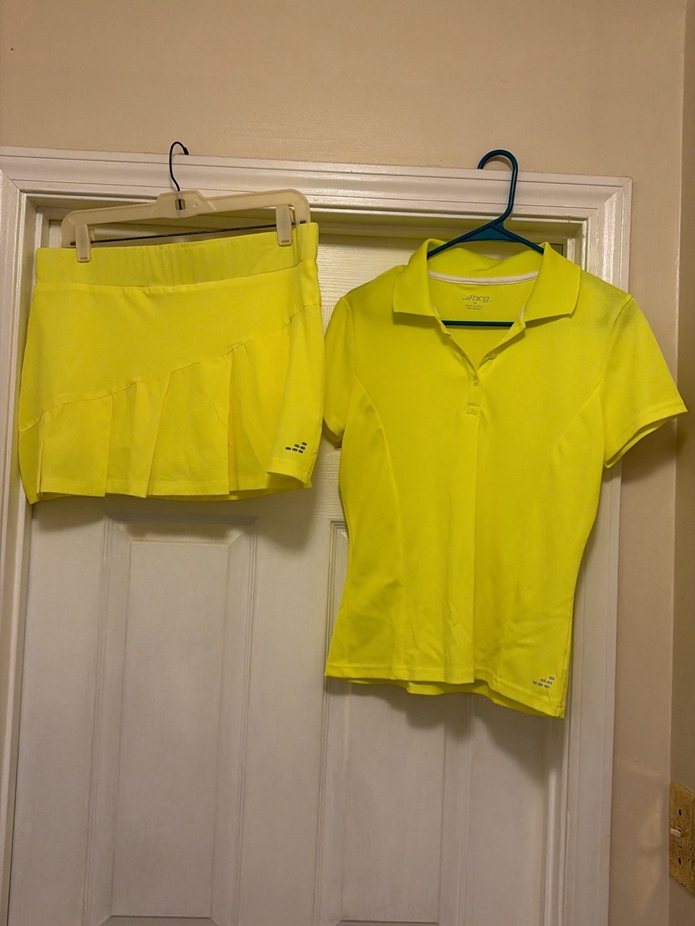 bcg Bright Yellow Women's Athletic Polo and Pleated Skort